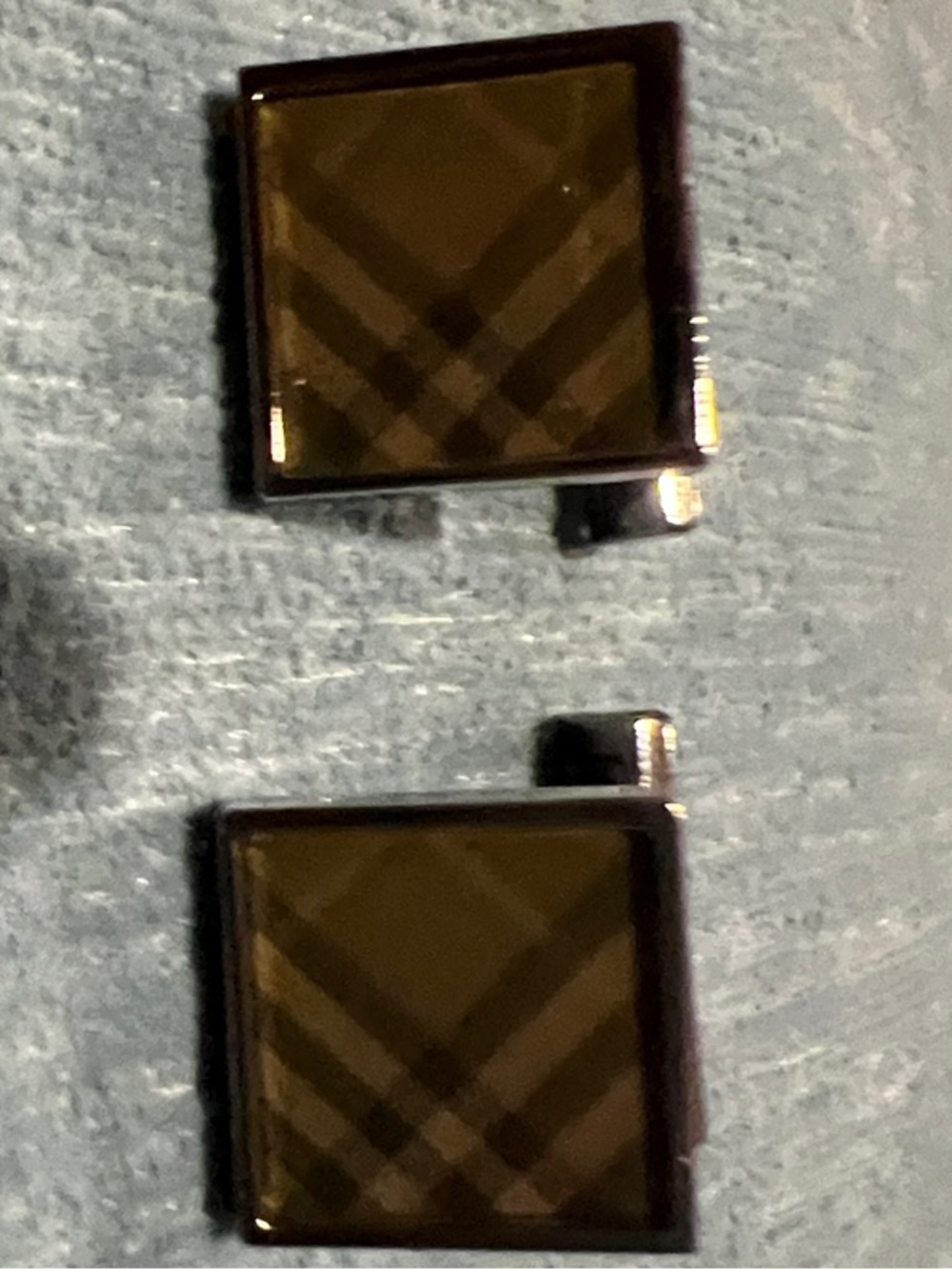 Men’s Burberry Black Plaid Glass Square Cufflinks